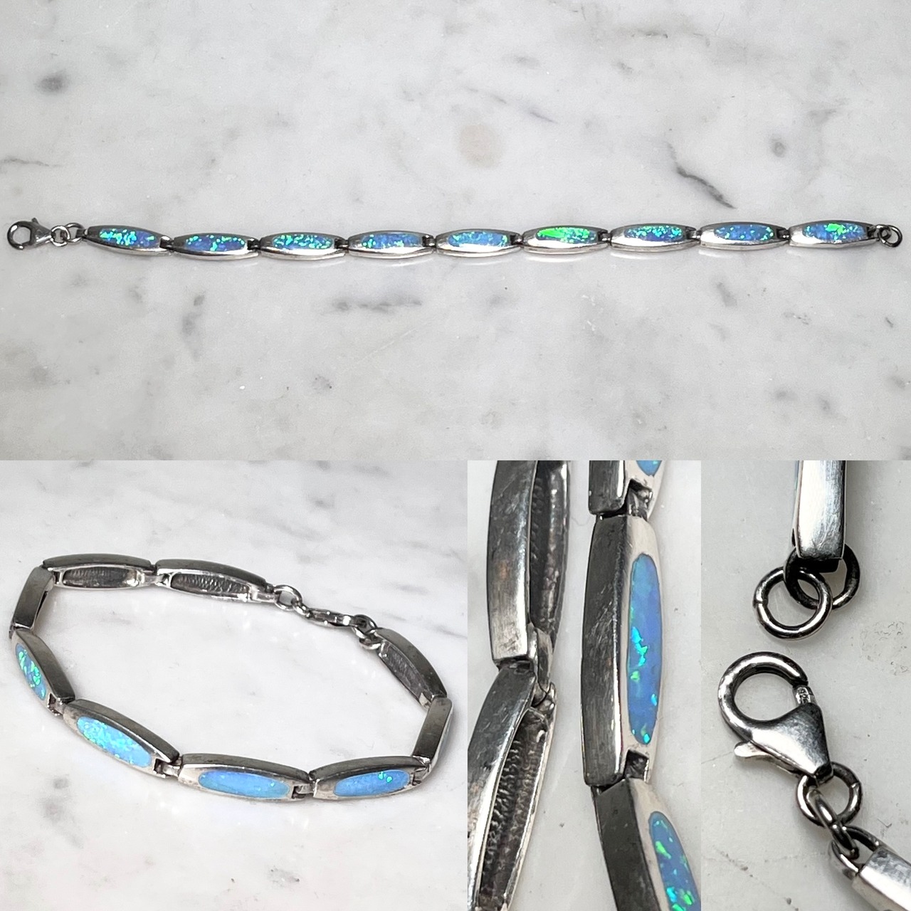 vintage silver opal bracelet