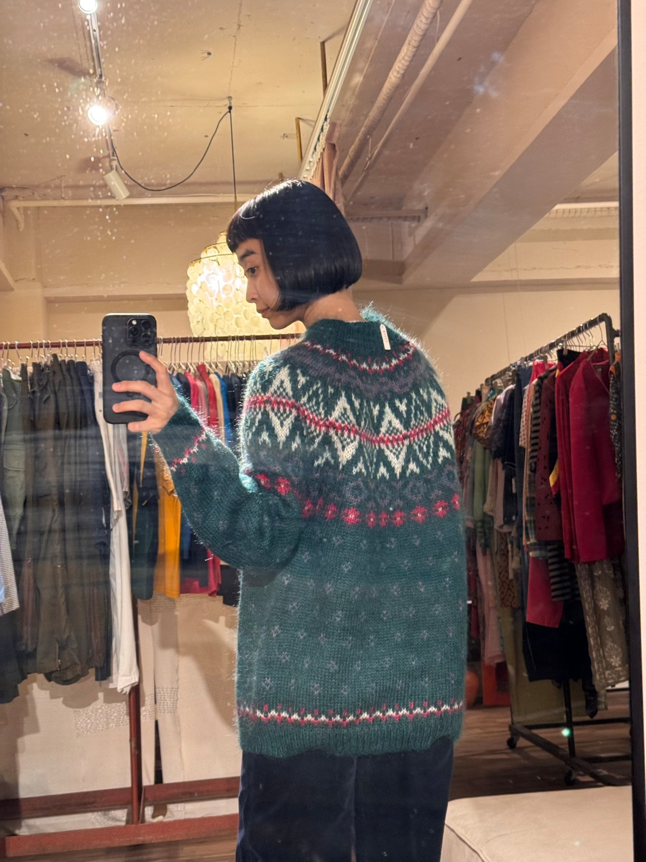NORTHERN ISLES Nordic Pattern Mohair Blend Sweater