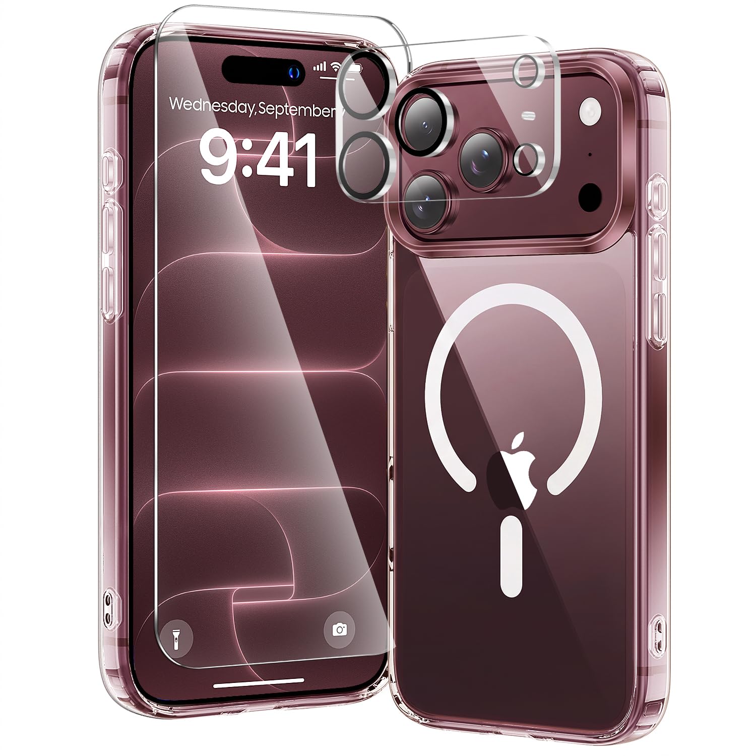 Kingbus iPhone 18 Pro ケース クリア MagSafe対応 3点セット