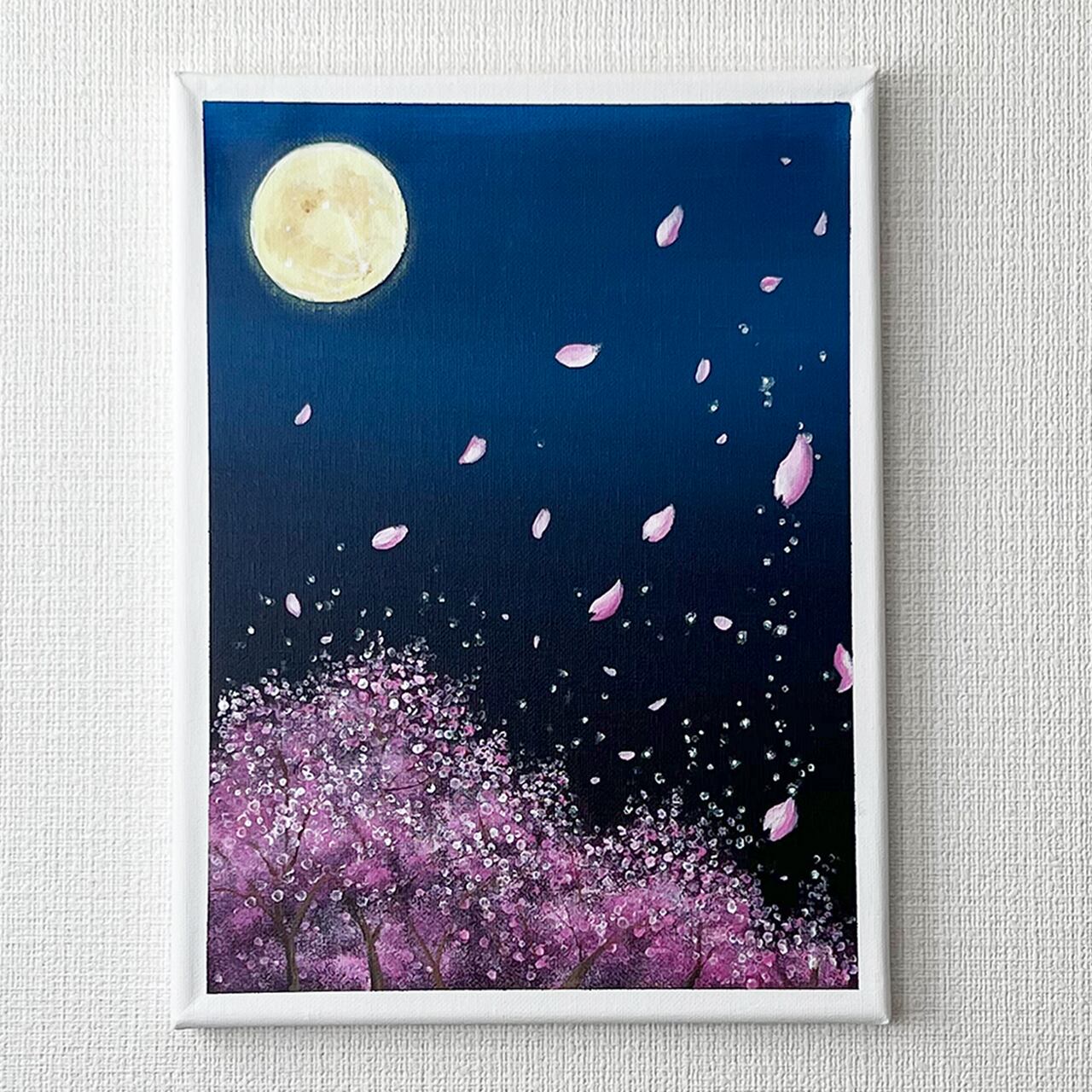 Sakura /夜桜の円形キャンバス作品