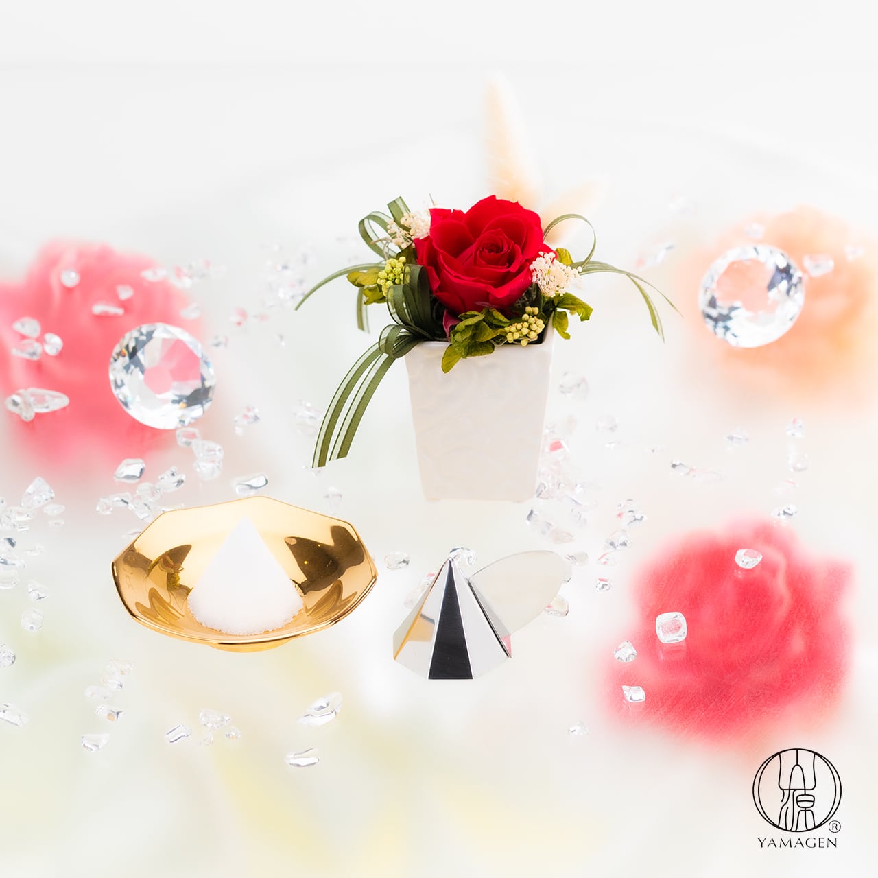 盛り塩セット】八角形 塩盛 固め器入り（黄金八角皿 1枚）美濃焼 山源