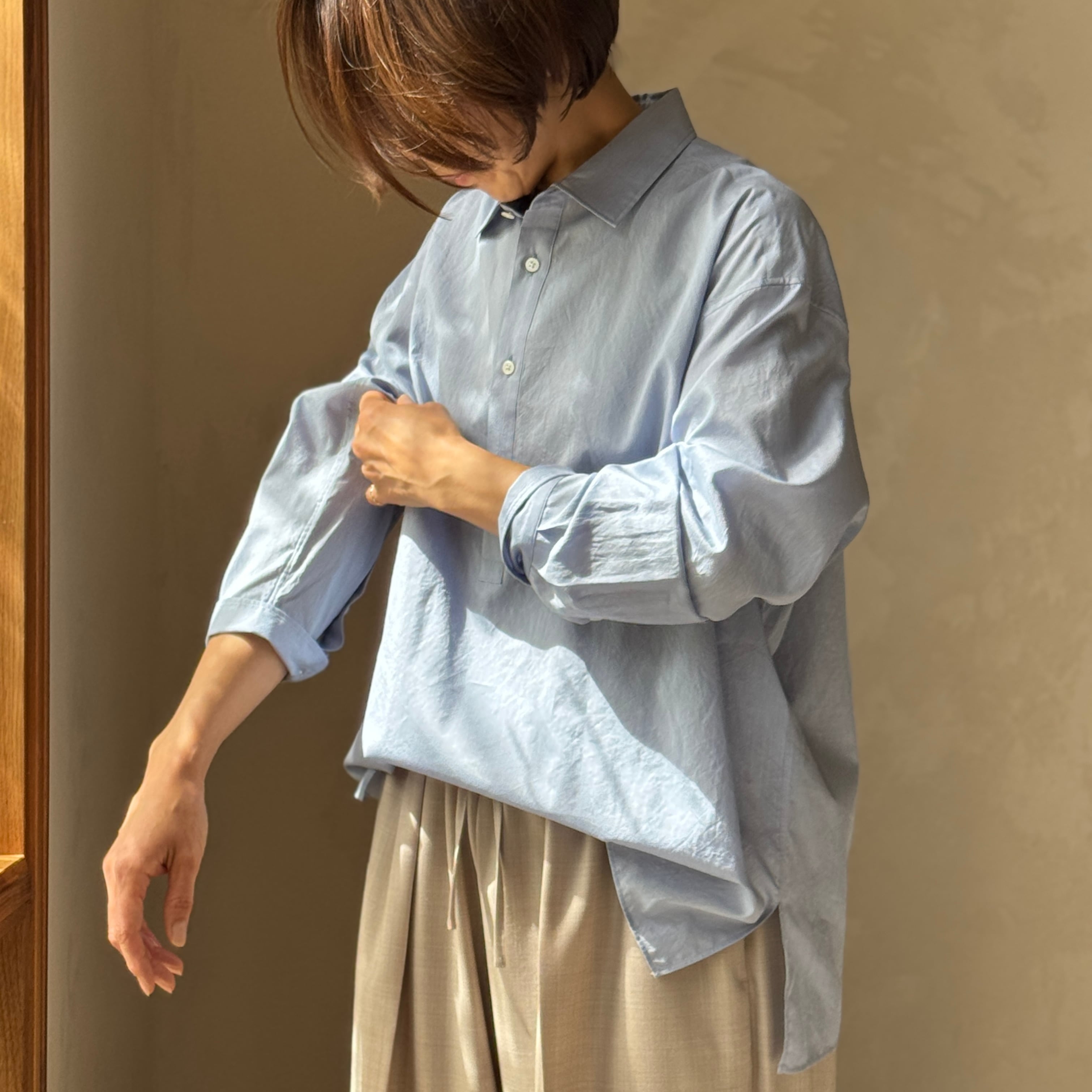 ATON |COTTON SILK LAWN OVERSIZED SHIRT