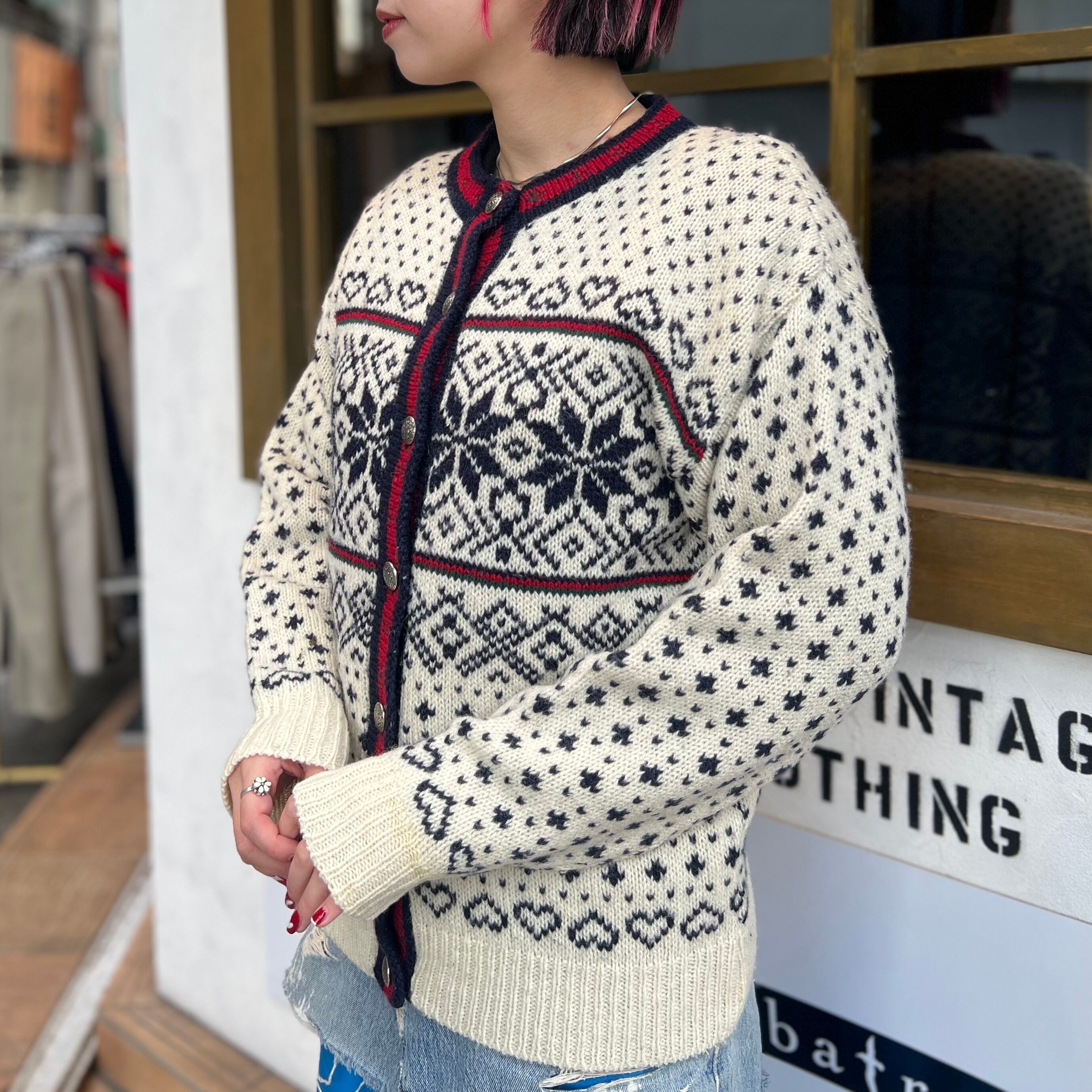 ユーロ古着》ヴィンテージ ウール ノルウェー 北欧 短 民族 ニット  