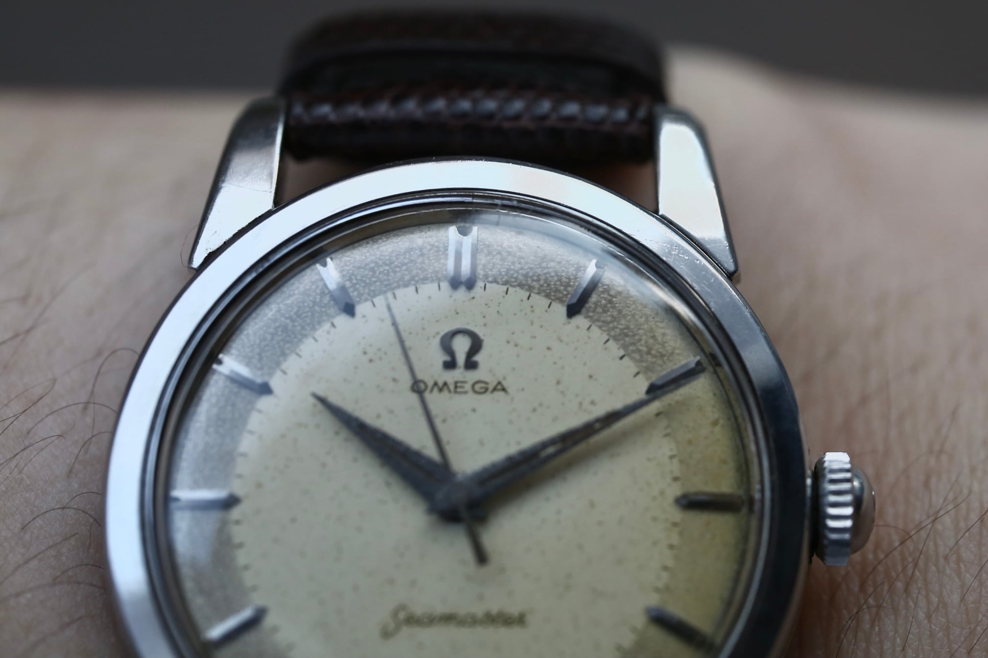 A*2様 OMEGA Seamaster オメガ シーマスター 手巻き OMEGA】 1957 オメガ シーマスター 2トーンダイヤル 下がりS 手巻き式