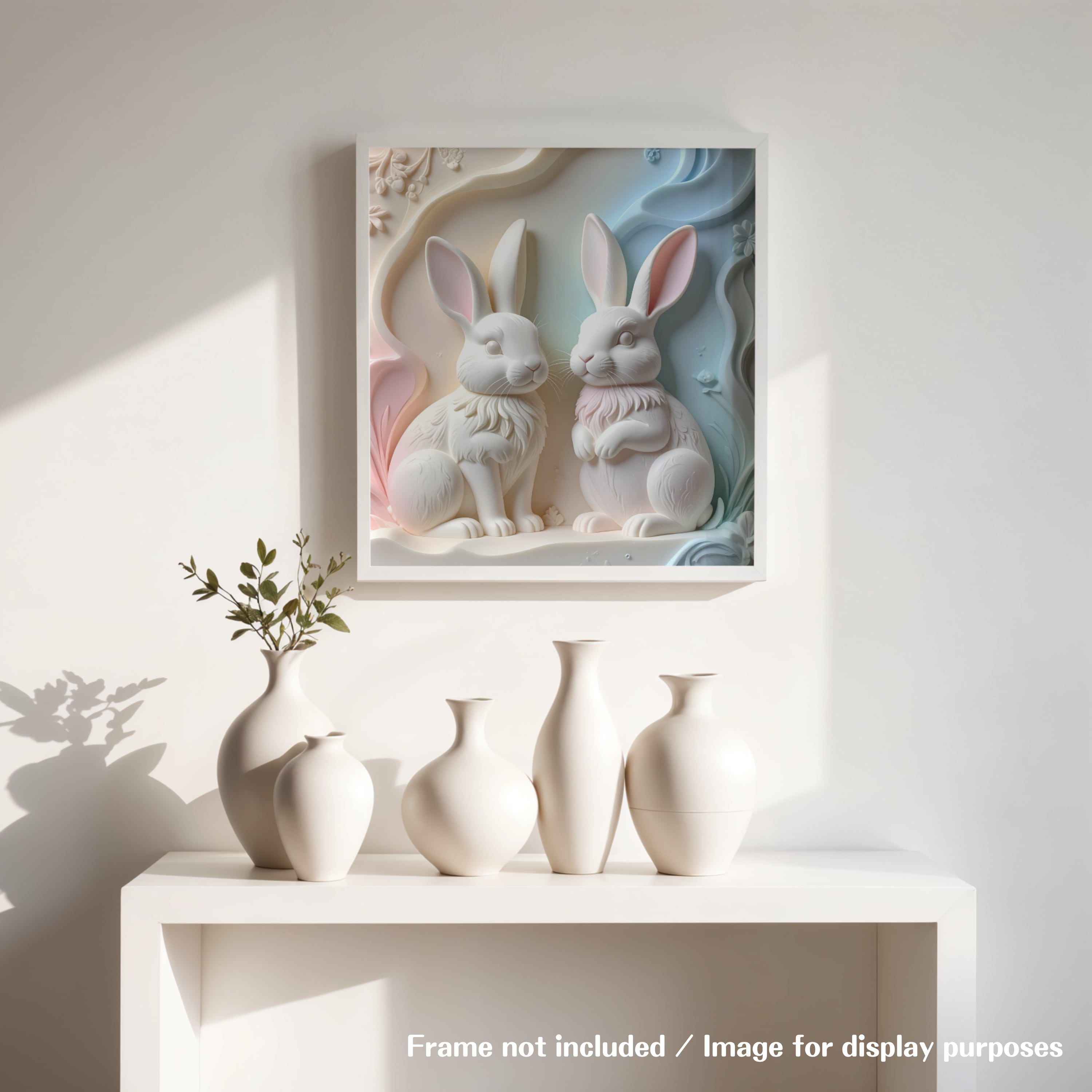 【ダウンロード専用】うさぎの石鹸彫刻アート｜４種セット｜プリンタブルウォールアート