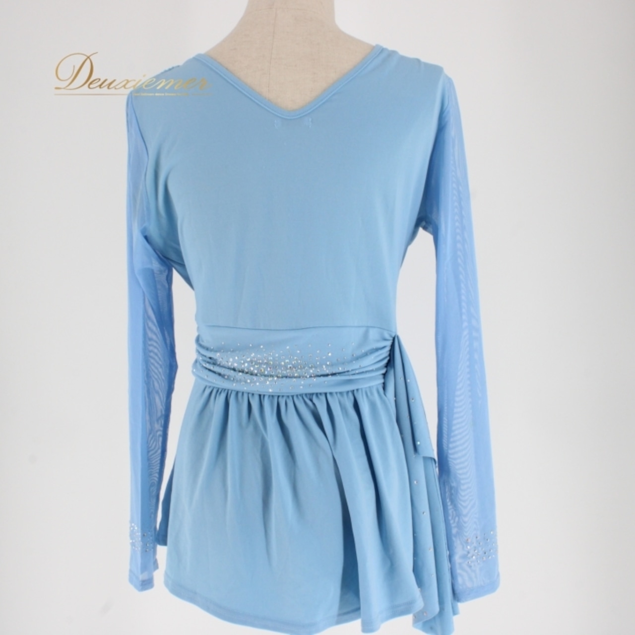 社交ダンス 衣装 スタンダード トップス レッスンウェア レディース 水色 エル・プラト ラインストーン ブルー系 長袖 練習着 フォーマル エレガント 大人向け おしゃれ チュニック アウトドアイベント ダンス教室 カジュアル スポーツウェア 発表会 体型カバー スタイルアップ ユニセックス ファッション シンプル デザイン レディースファッション