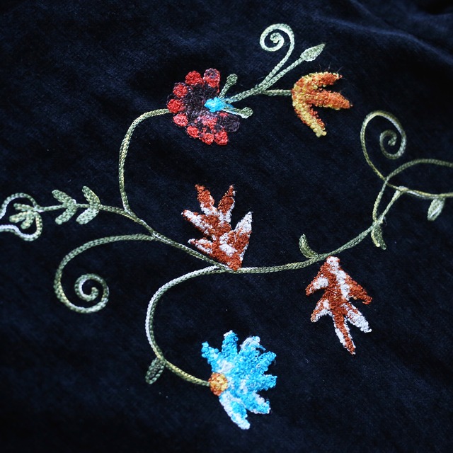 "刺繍" flower art full pattern loop button design pile fabric shirt jacket