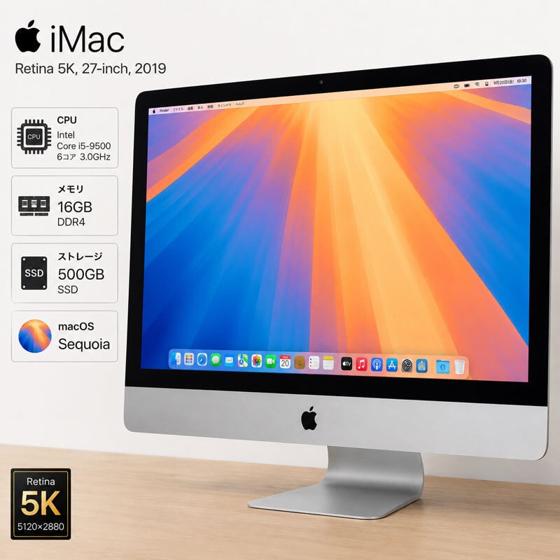 MacOS Sequoia 5K液晶 27インチ Radeon Pro 570X(4GB) ☆ Apple iMac