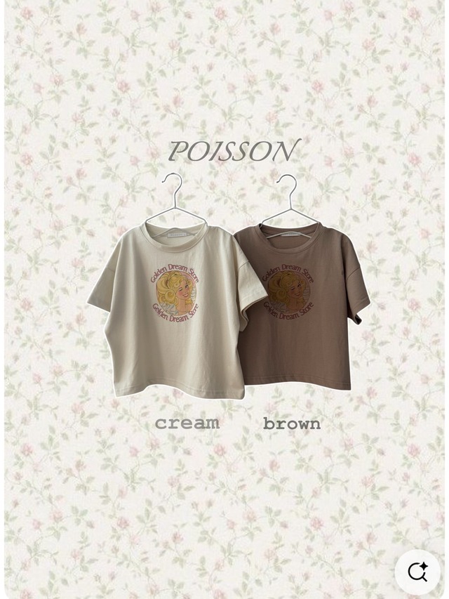 [即納S/L]《POISSON》25 summer barbie shirt cream 34