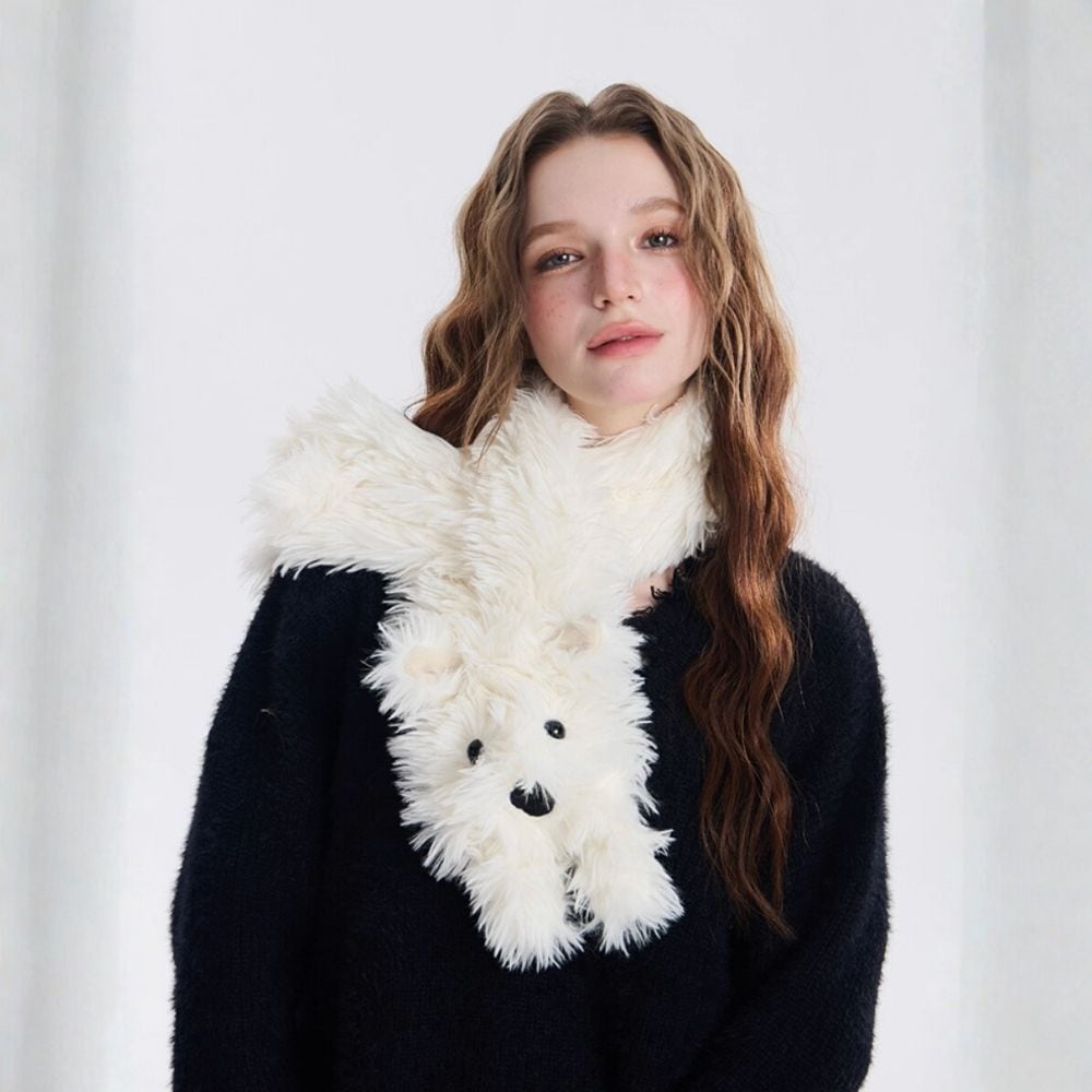 雪の上で寄り添うウェスティのふわもこマフラー E00612 | EMMA GRAND 雪の上で寄り添うウェスティのふわもこマフラー E00612 | EMMA GRAND