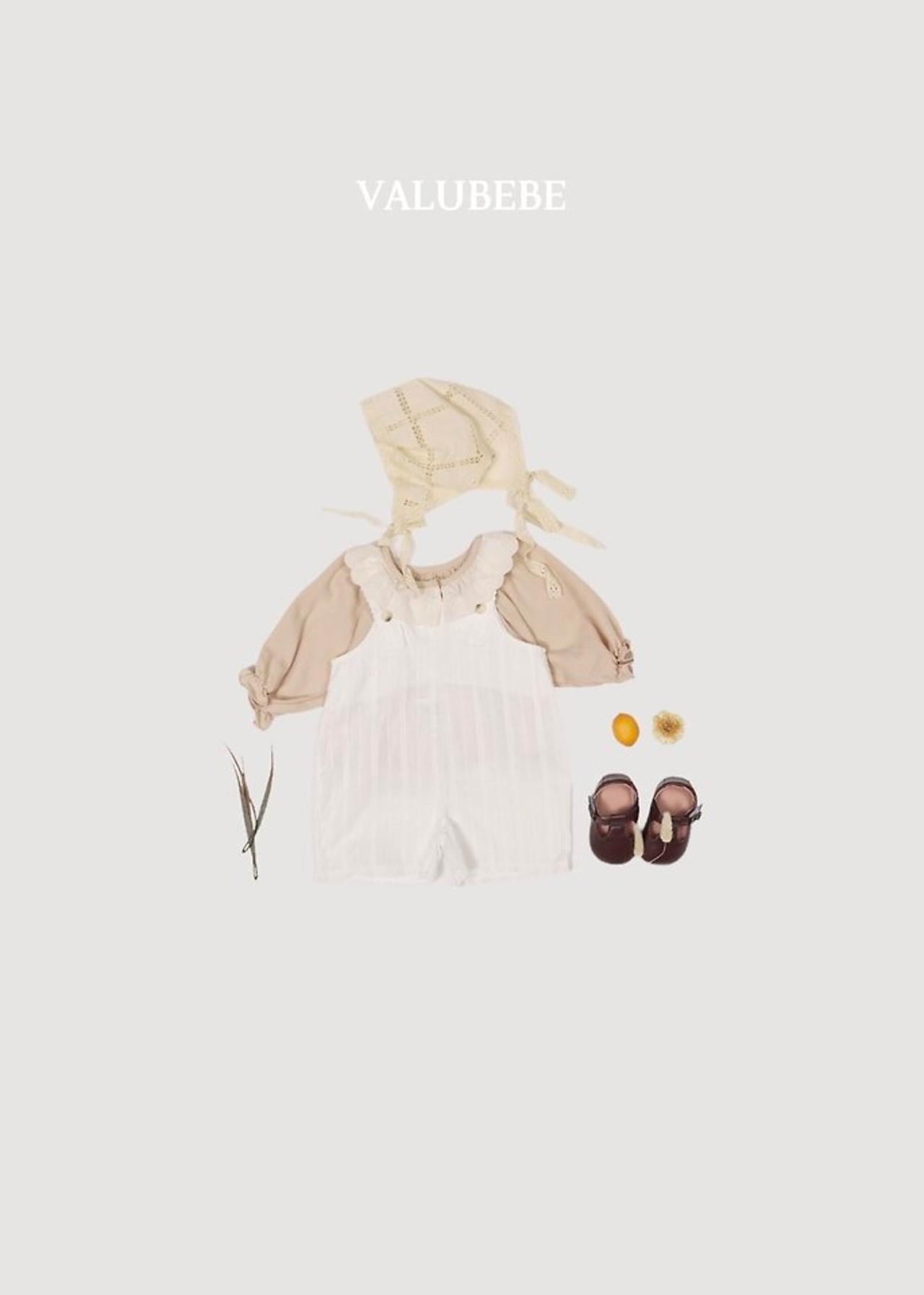 韓国子供服 / 26Autumn / 〖取寄〗valubebe / レース サロペット ショートパンツ / ベビー服 / キッズ服 *6M~S*