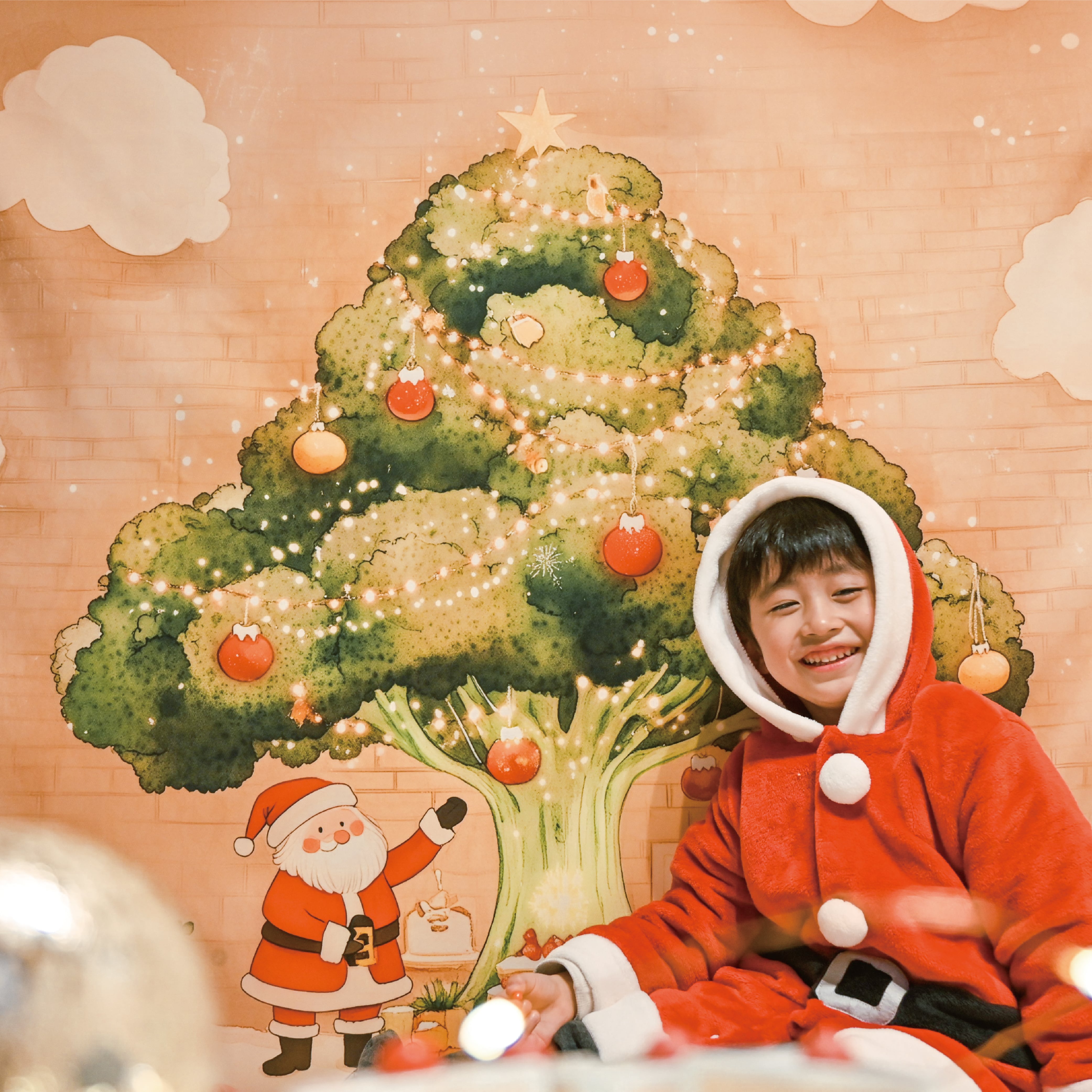 サンタとクリスマスツリーマット / おうちスタジオ /おうちフォトに