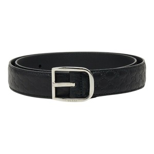 グッチ マイクログッチシマ ベルト 85・34 501523 ブラック レザー メンズ GUCCI 【中古】