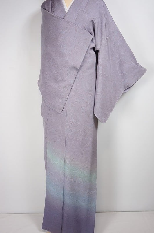 未使用 墨流し染め やまと誂製 付下げ 正絹 藤色 紫 433 | kimono Re 