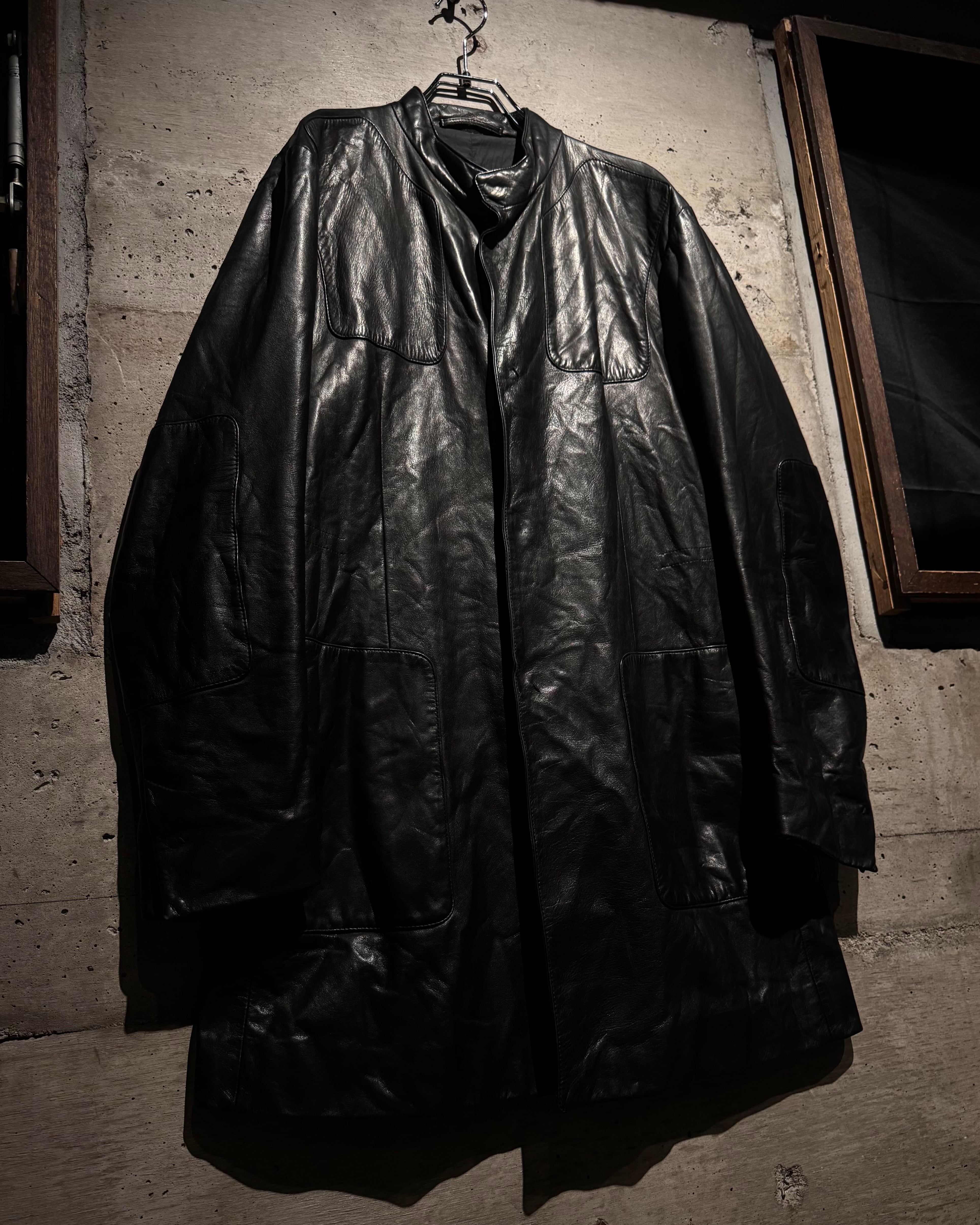 Caka】“JIL SANDER” Vintage Minimal Stand Collar Leather Half Coat