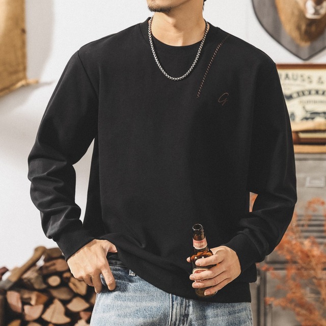 Shoulder stitch retro heavy sweat