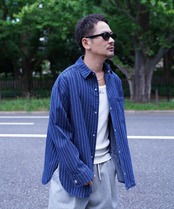 【#Re:room】PIN STRIPE DENIM BIG SHIRTS JACKET［REJ123］