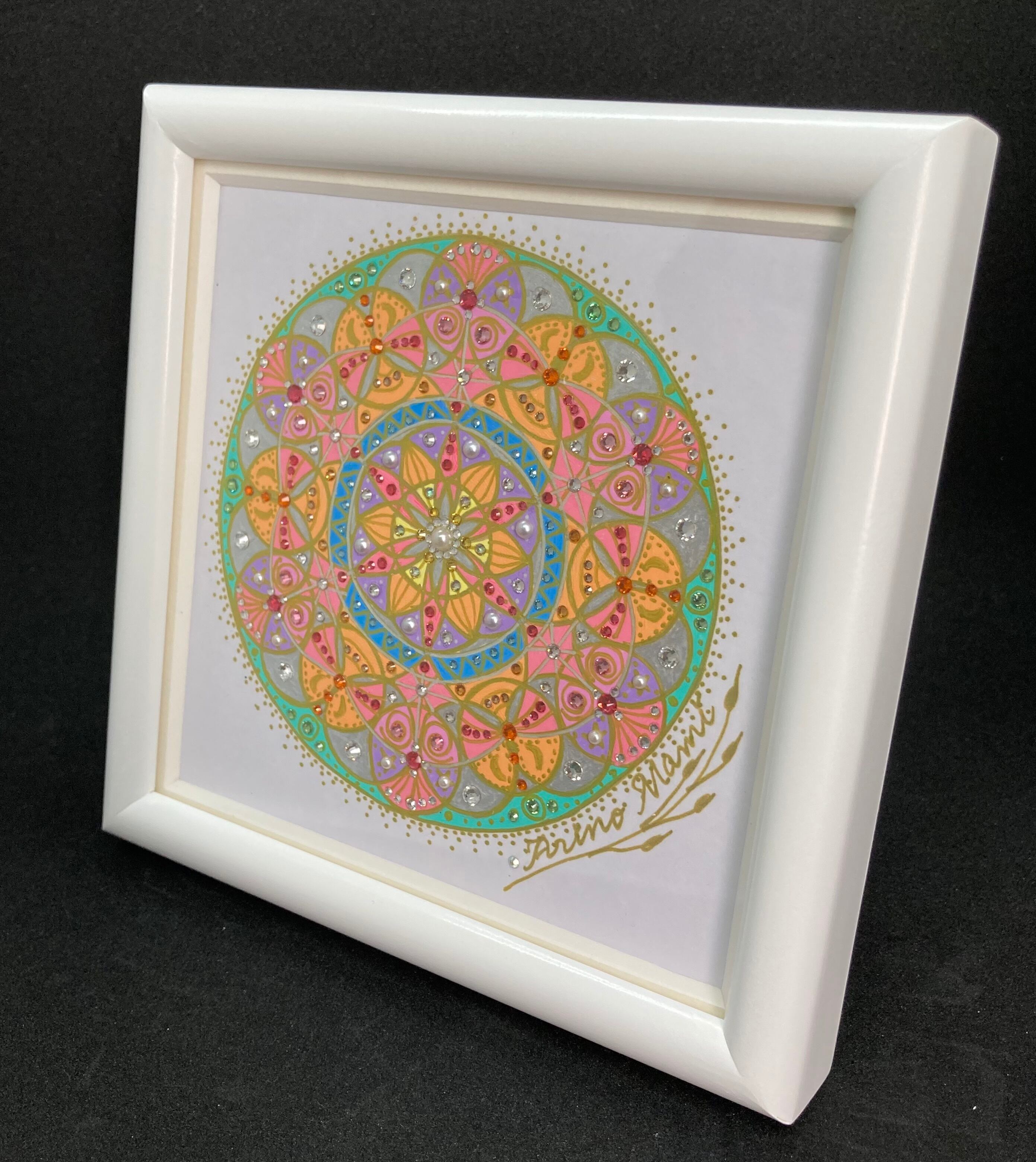 原画】♡開運♡ドリームキャッチャー♡レインボー♡神聖幾何学 原画】♡開運♡ドリームキャッチャー♡レインボー♡神聖幾何学