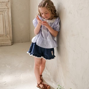 夏ハイウエストレース裾ショートパンツ