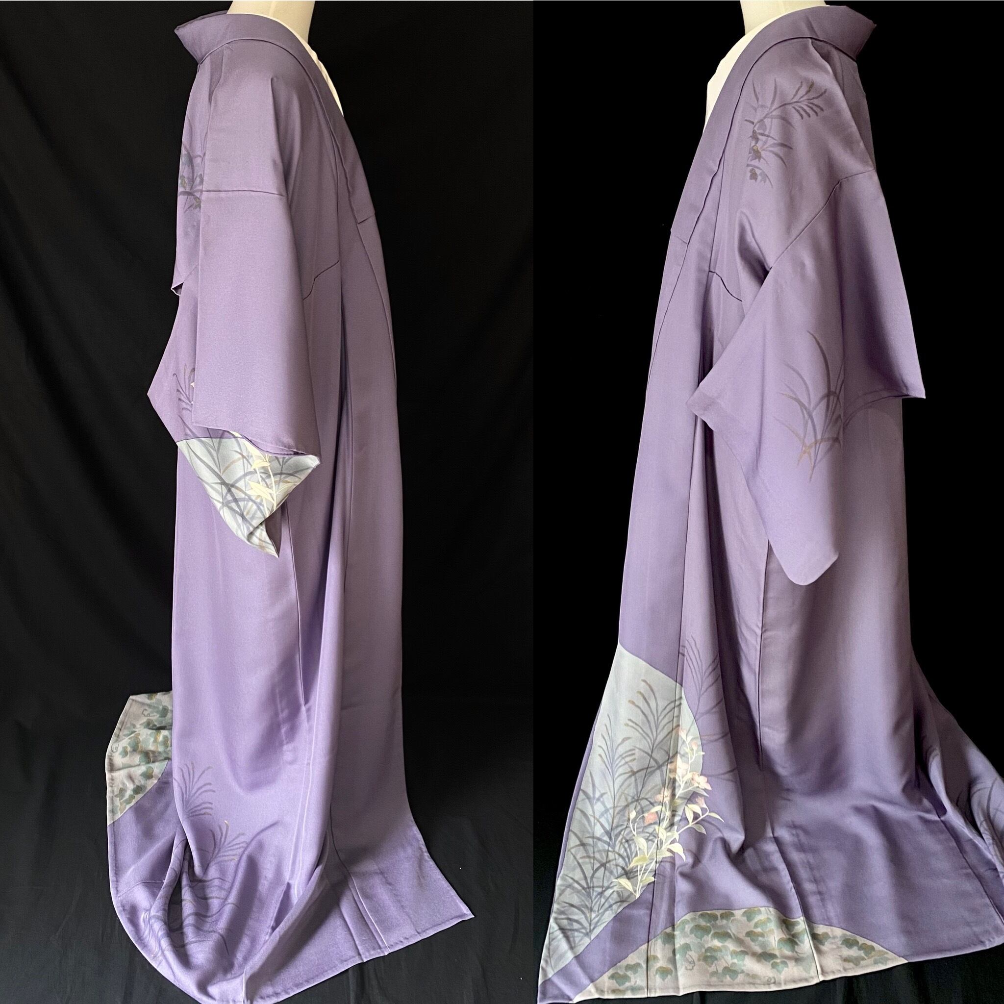 藤紫秋草の単衣着物〉SALE 正絹 居敷宛付 紋無し 美品 たおやか 藤紫秋草の単衣着物〉SALE 正絹 居敷宛付 紋無し 美品 たおやか