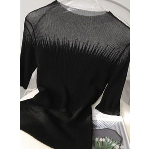 ハーフハイネックメッシュニットトップ 4color A00865