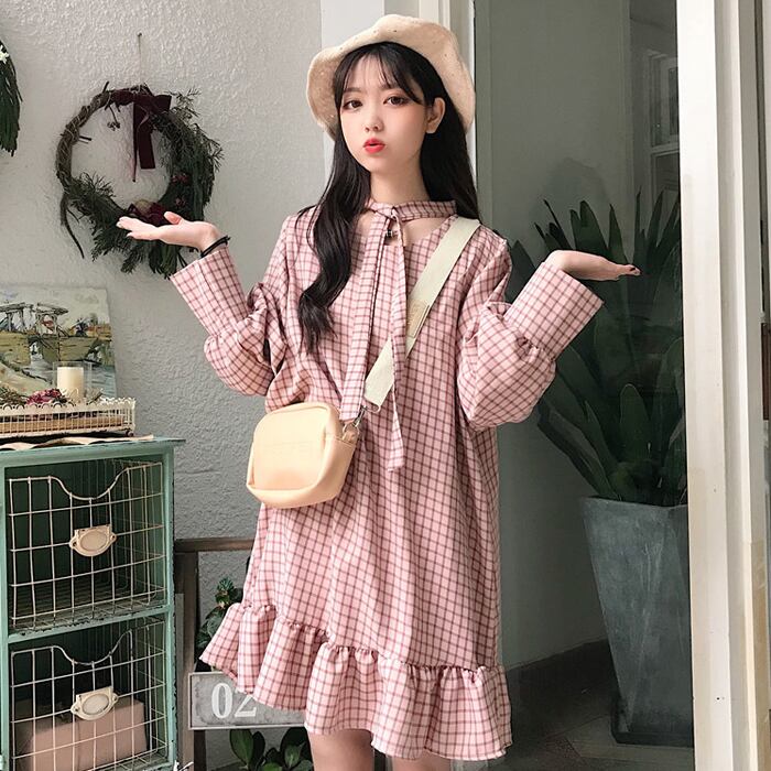 【美品】ANAYI チェック柄 七分袖 ひざ丈ワンピース 美品】ANAYI チェック柄 七分袖 ひざ丈ワンピース