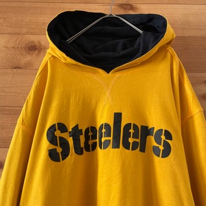 【Reebok】NFL STEELERS スウェットパーカー ダブルフェイス リバーシブル ビッグシルエット XL US古着