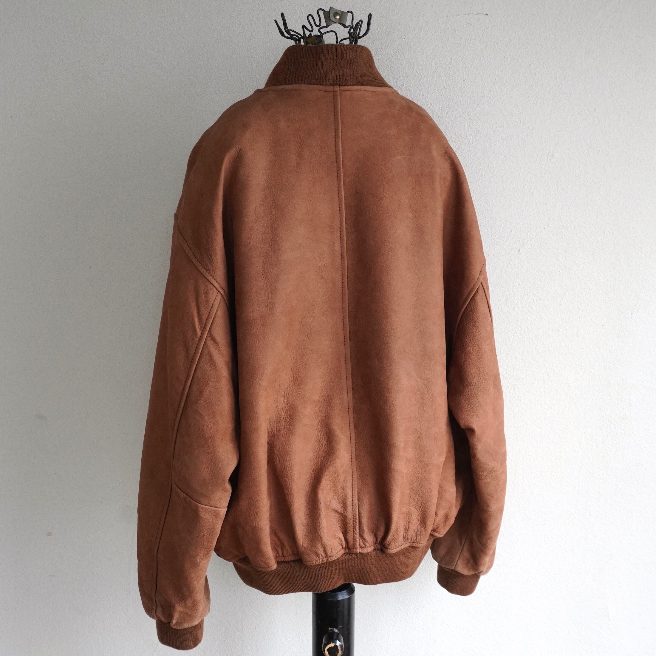 1990's [east island] MA-1型 ヌバックレザージャケット ブラウン 表記