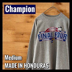 【champion】カレッジ カンザス大学 バスケ NCAA 長袖Tシャツ ロンT アメリカ古着