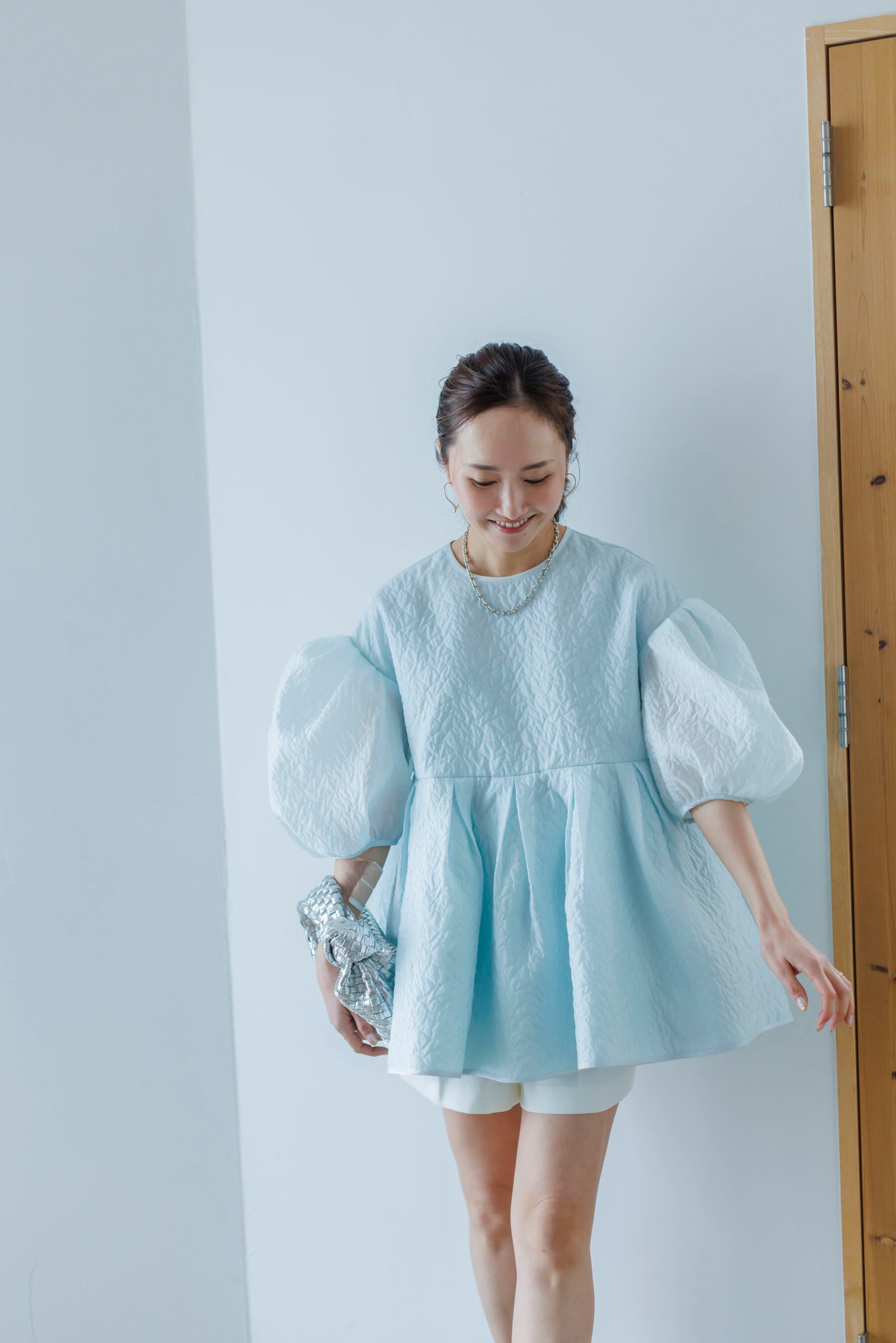 ブルレア BLUELEA Silky Jacquard Blouse エクリュ