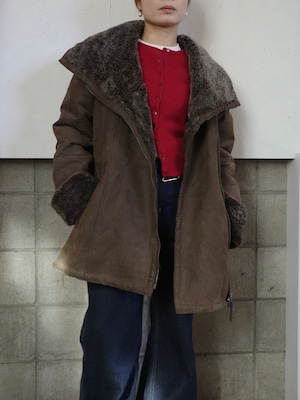〈vintage〉big coller mouton coat