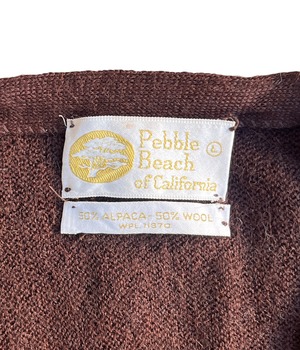 Vintage 60s Alpaca wool knit cardigan -brown/Pebble Beach-