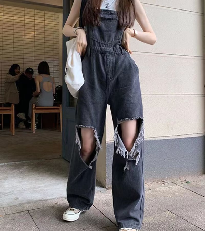 恵みの時 10DEEP/デニムオーバーオール/ダメージ/クラッシュ加工