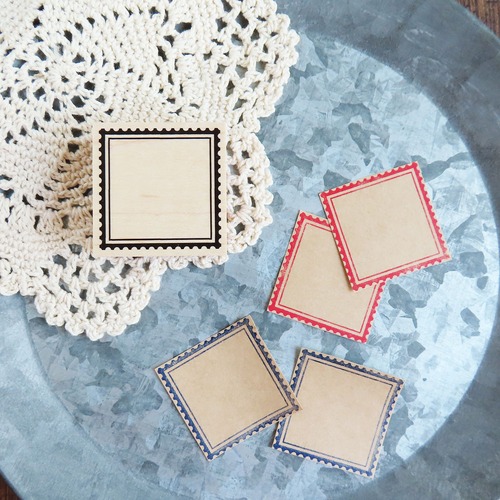 切手風フレームスタンプ ブラック 40×40 372-01