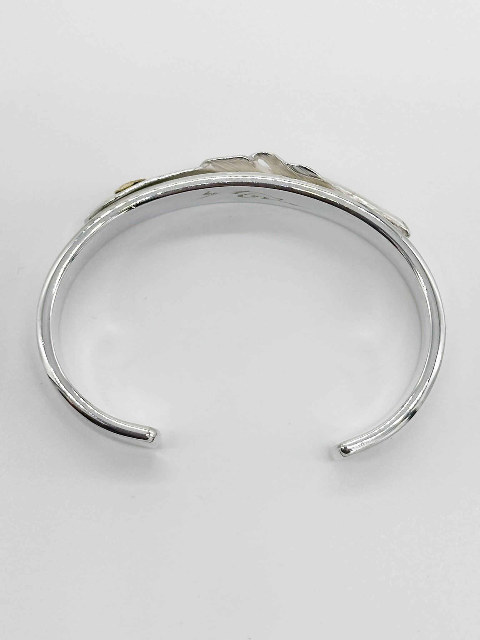 STUDIO T&Y Plain Bangle 12mm width with Feather L & Gold point S