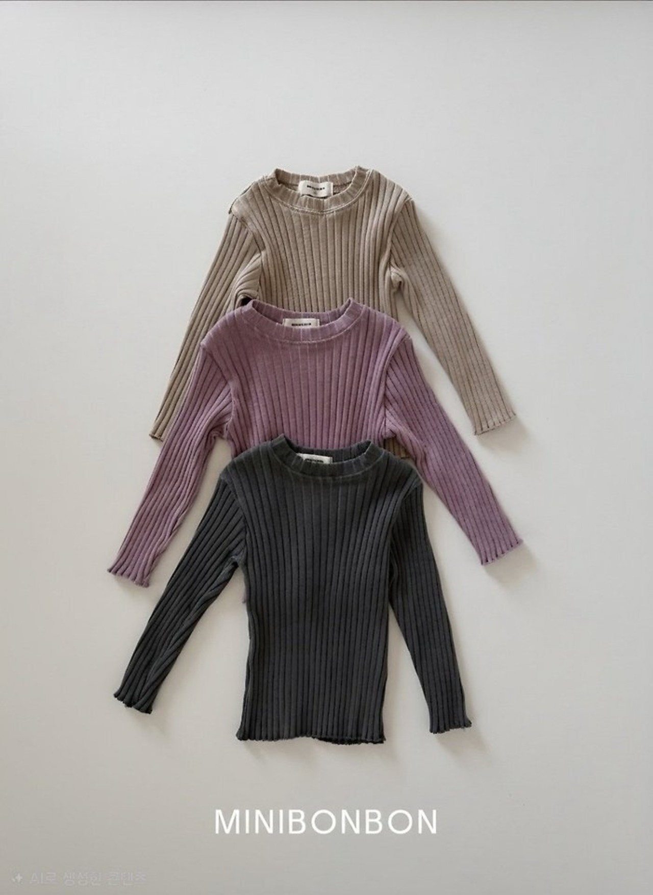 韓国子供服 / 26Autumn / 〖取寄〗minibonbon / ワッフルTシャツ / キッズ服 / ジュニア服 *XS~JL*