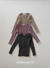 韓国子供服 / 26Autumn / 〖取寄〗minibonbon / ワッフルTシャツ / キッズ服 / ジュニア服 *XS~JL*