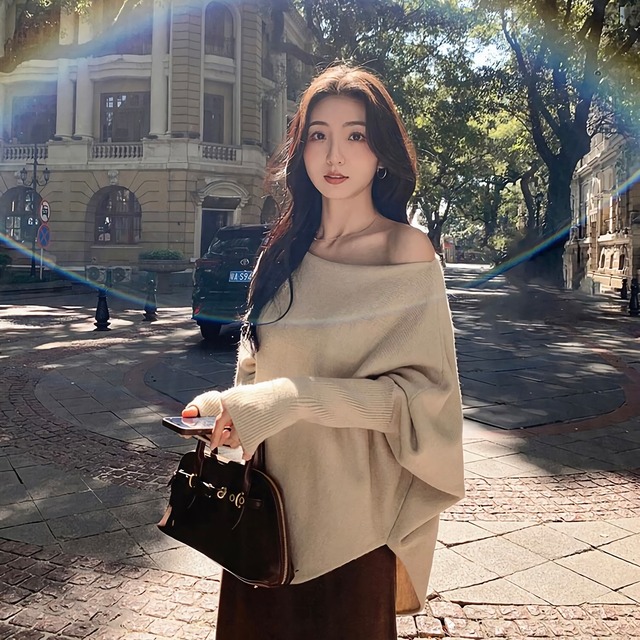 One-Shoulder Knit Sweater【H00539】