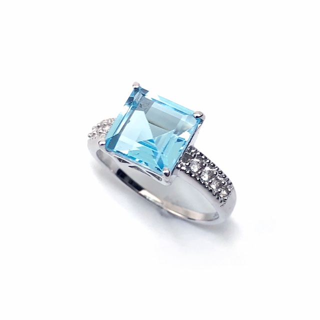 スカイブルートパーズ スクエア リング 天然石 ジュエリー RING スカイブルートパーズ スクエア リング 天然石 ジュエリー RING