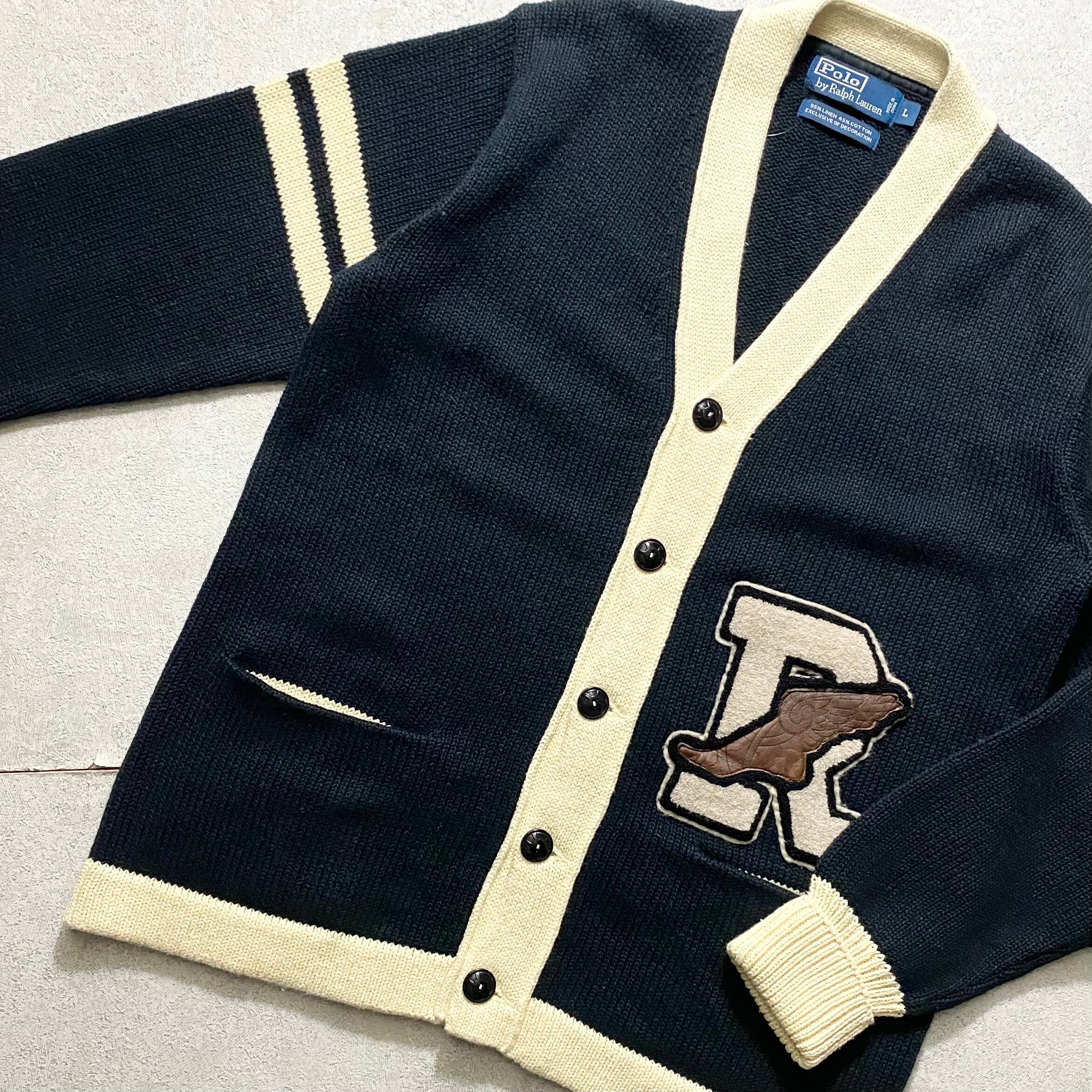 POLO by RALPH LAUREN low gauge lettered cardigan “wing-foot 