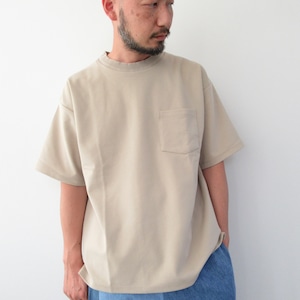 PLESIC　ジャカードリブクルーTシャツ　サンドベージュ　