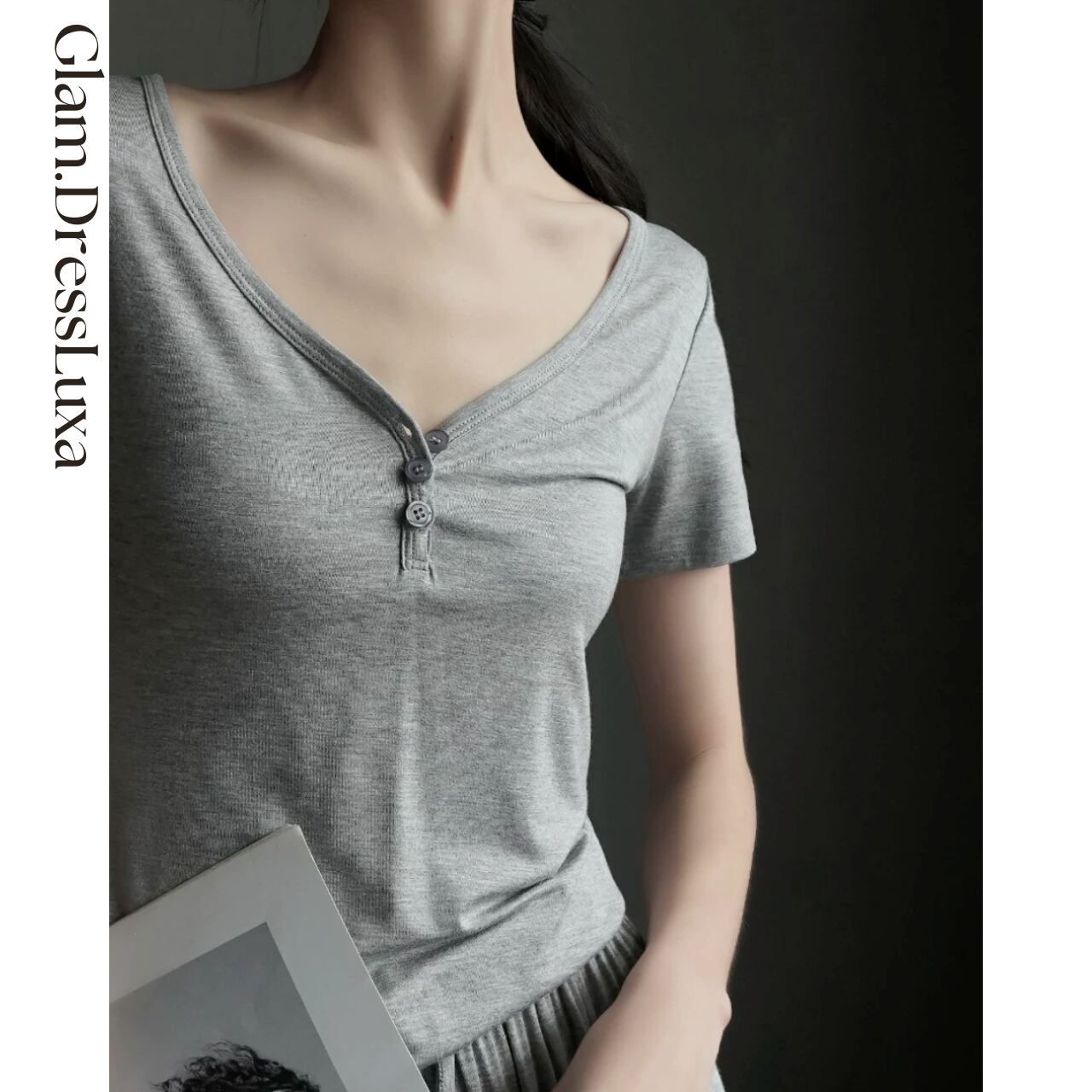 Soft Fit ボタンネック Tee/4color_T22