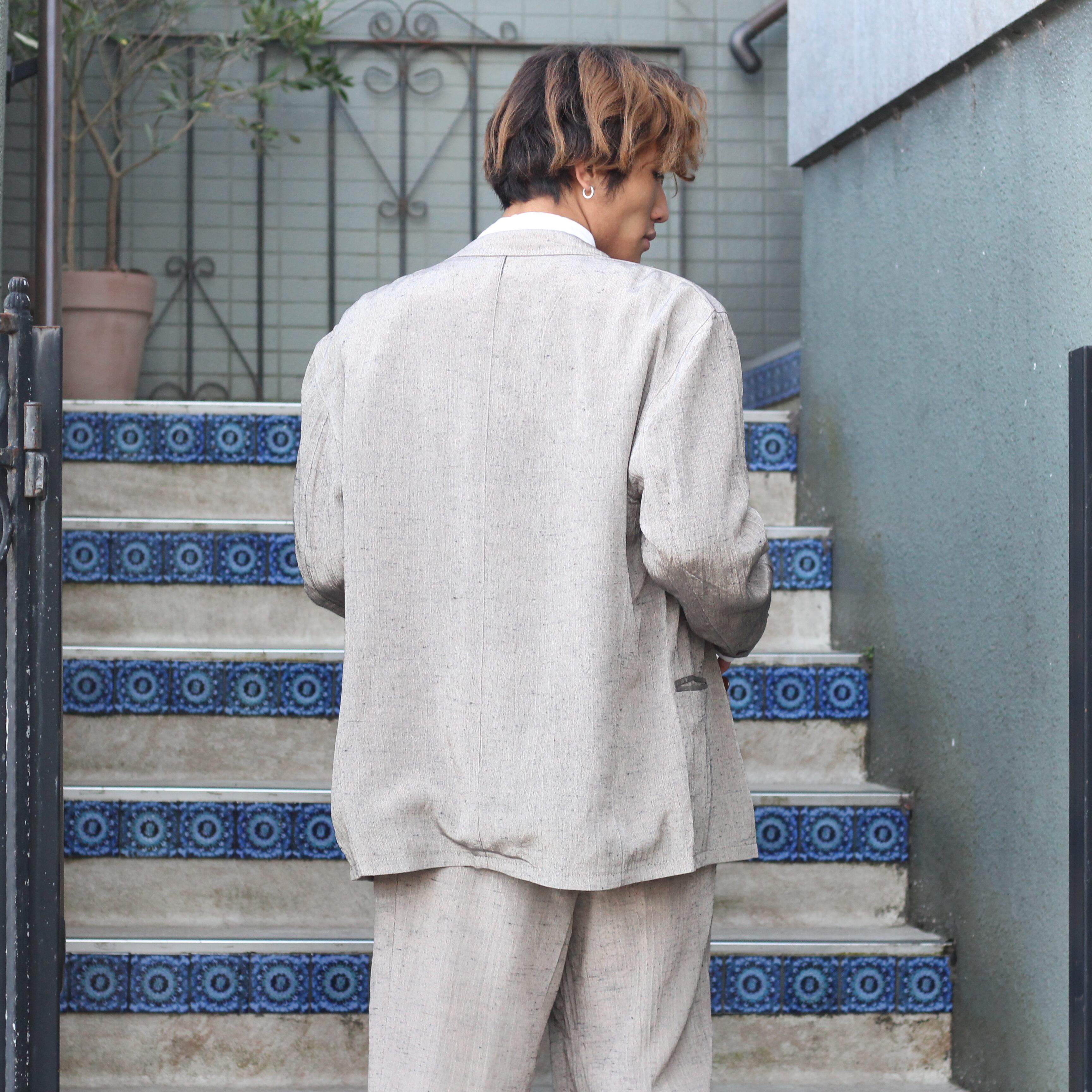 EU VINTAGE MARBLING DESIGN DOUBLE JACKET SET UP SUIT/ヨーロッパ