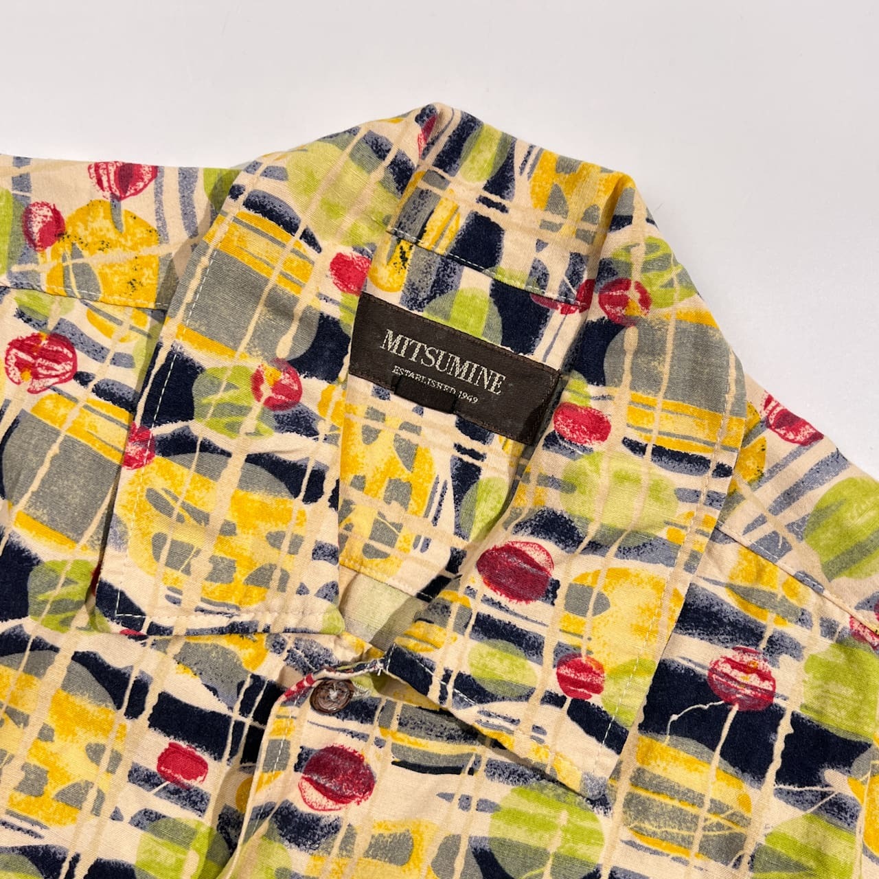 MITSUMINE ミツミネ 総柄 幾何学 半袖 シャツ 柄シャツ サイズ L/マルチカラー系 メンズ レトロ