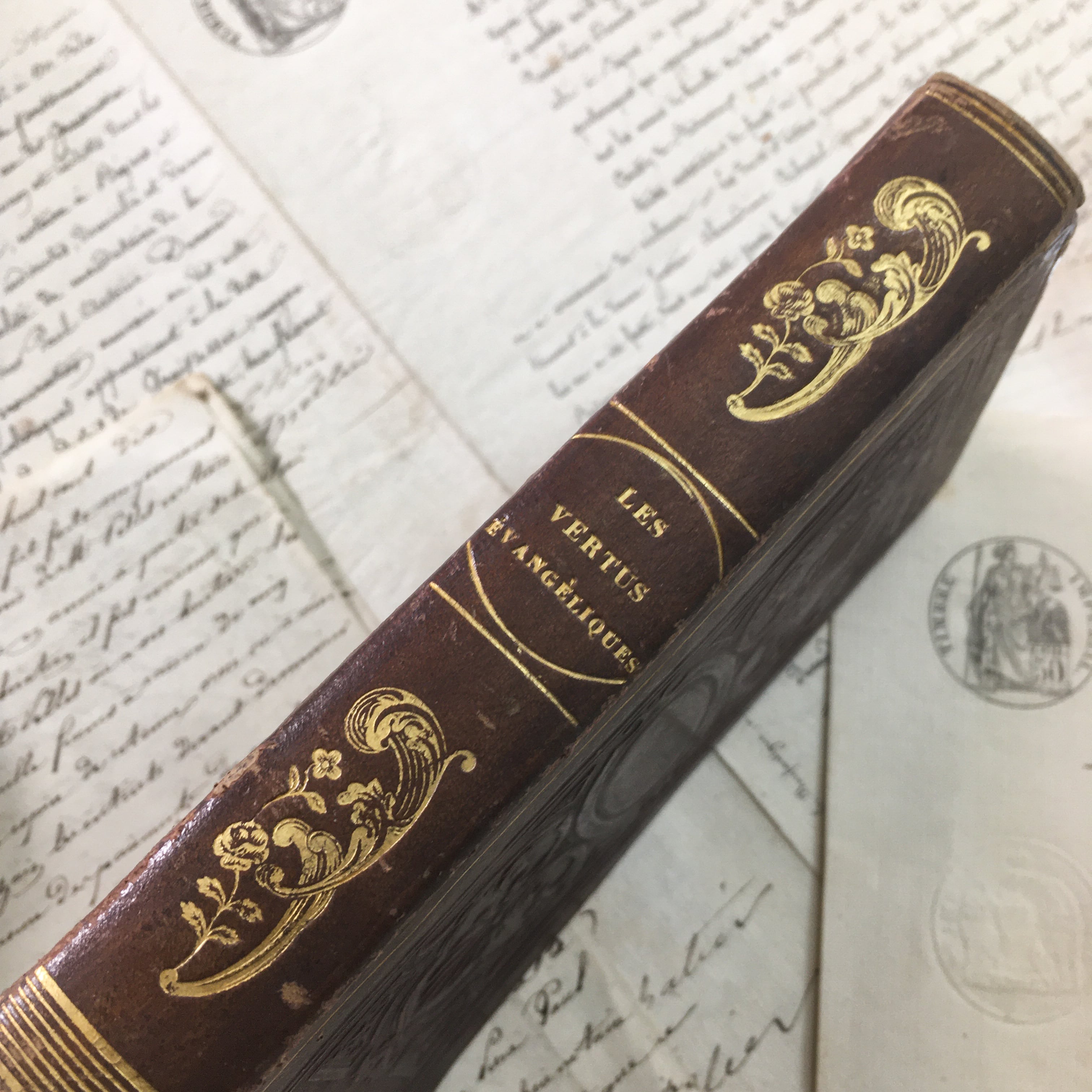 1837年 アンティーク 紙もの フランス アンティーク 革装 ミゼル 聖書 