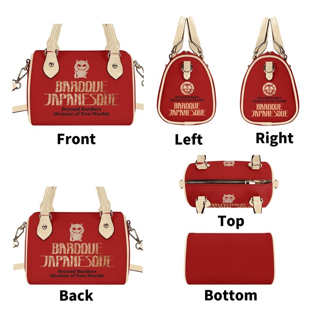 ONIQUE RED ヴィーガンレザーミニボストンハンドバッグ