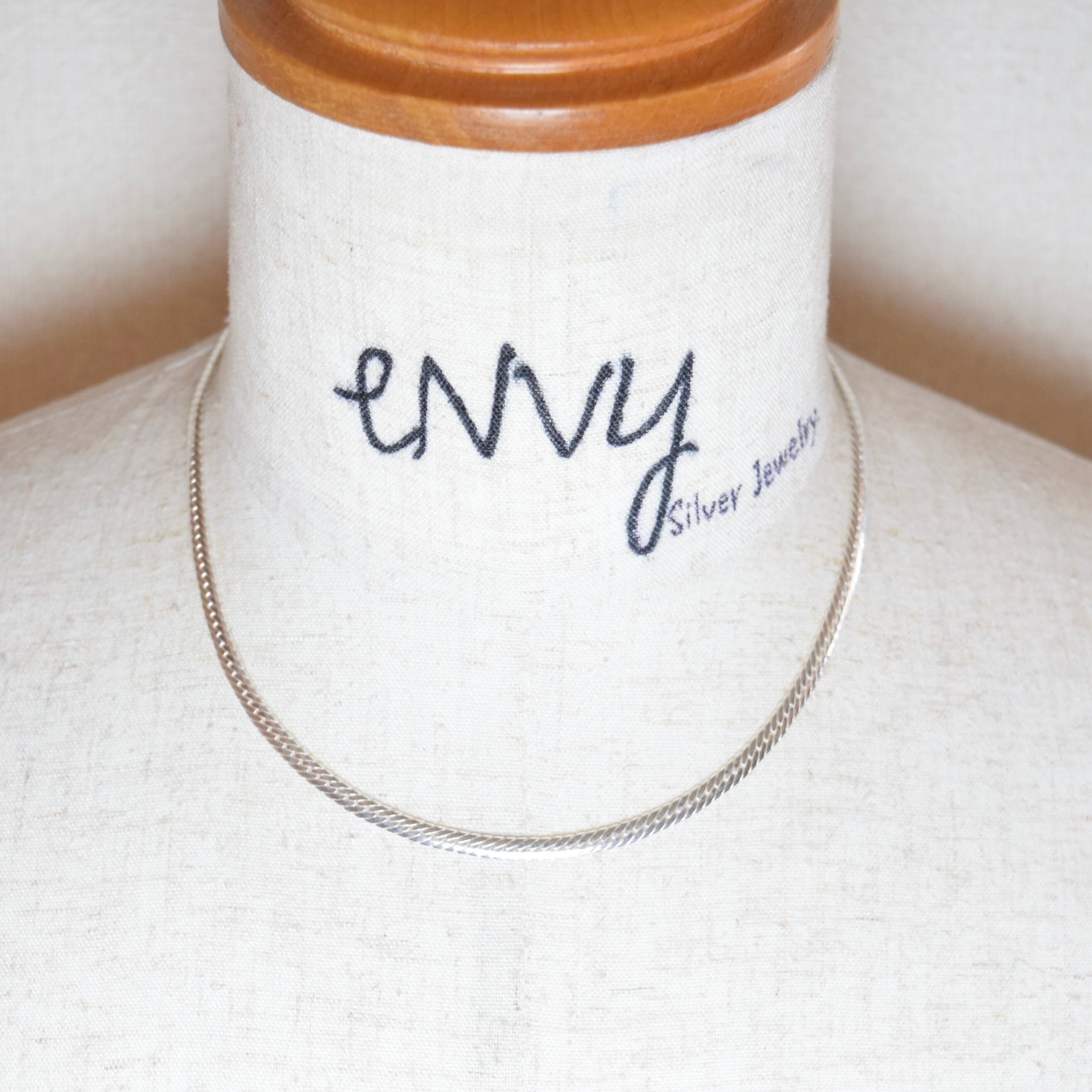 シルバー925 silver ヴァイパーフラットチェーンネックレス/軽研磨仕上げ