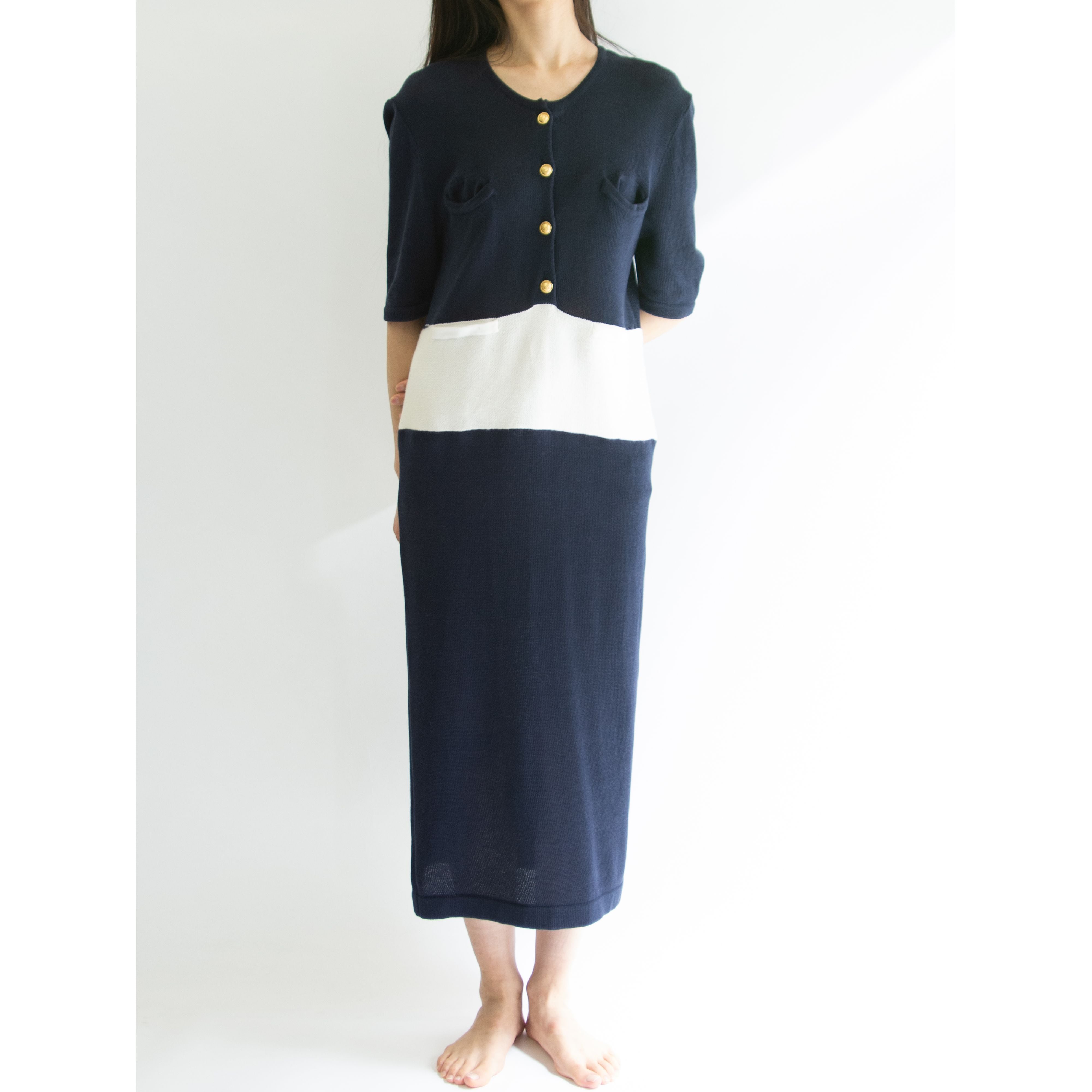 Valentino Garavani】Made in Italy 80's 100% Cotton Knit Dress