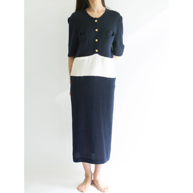 【Valentino Garavani】Made in Italy 80's 100% Cotton Knit Dress（ヴァレンティノガラヴァーニ イタリア製 コットンニットワンピース ドレス）