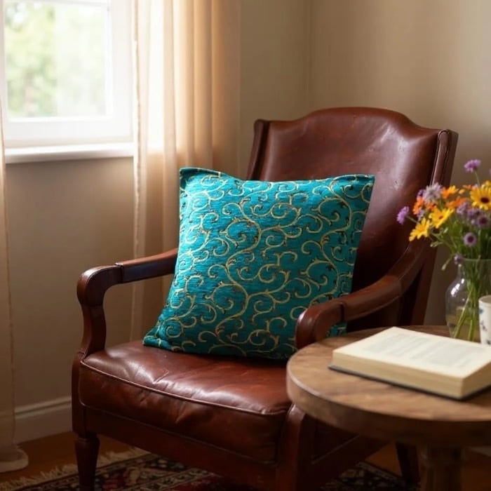 キリム クッションカバー ペルシャ トルコ 冬用 水色 青 正方形 厚手